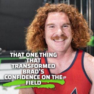 Member testimonial thumbnail with Brad and the text That one thing that transformed Brad's confidence on the field