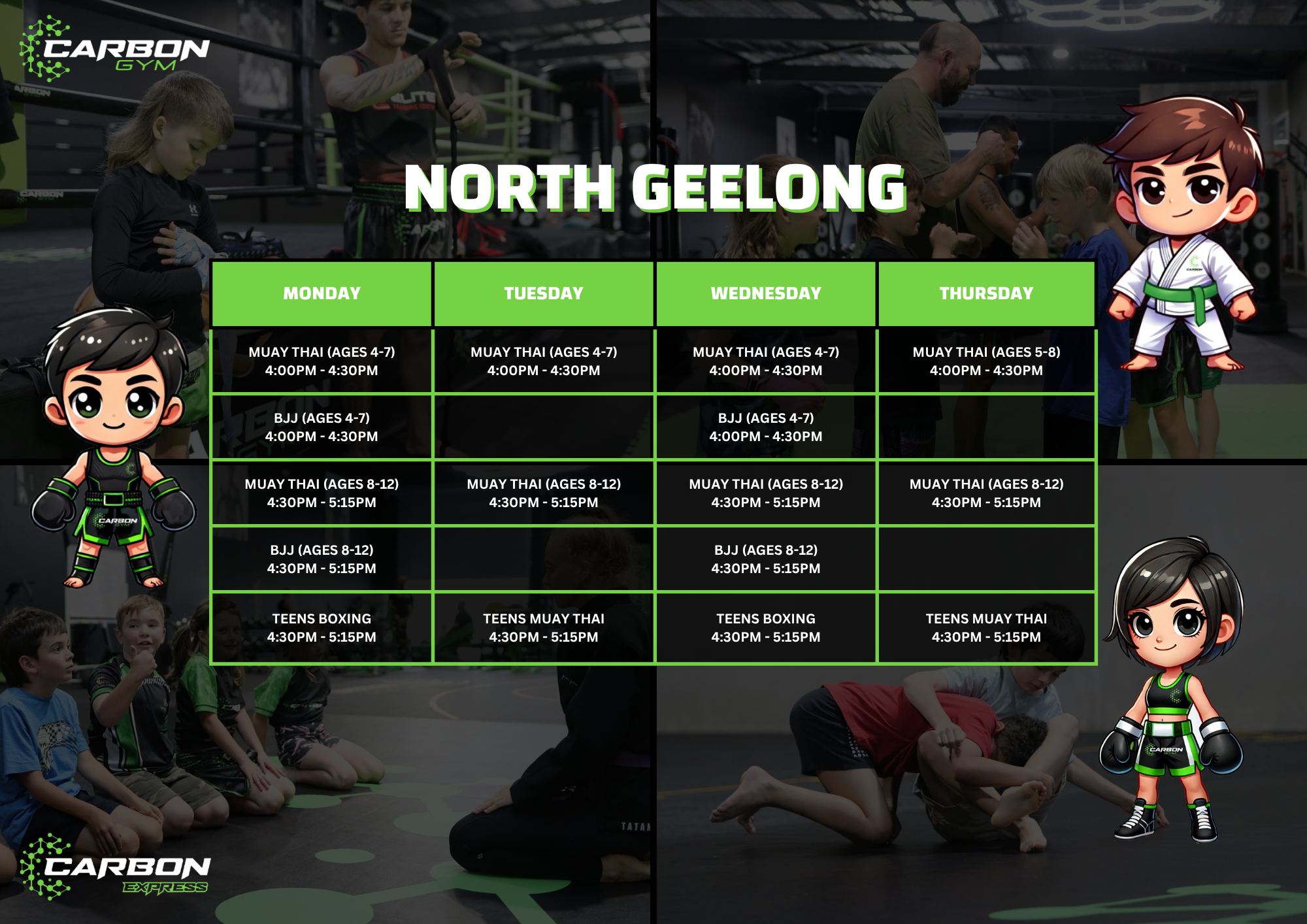 Kids Timetable Carbon Gym