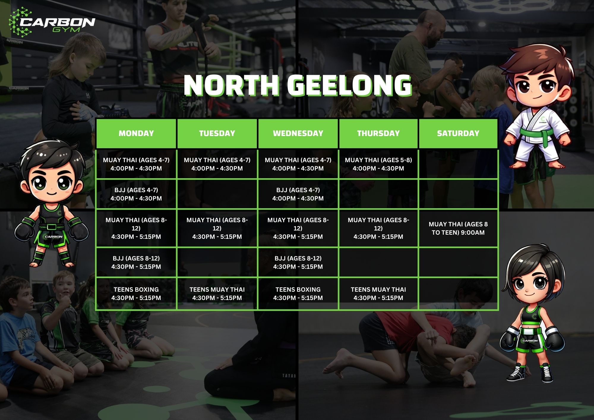 Kids Timetable Carbon Gym