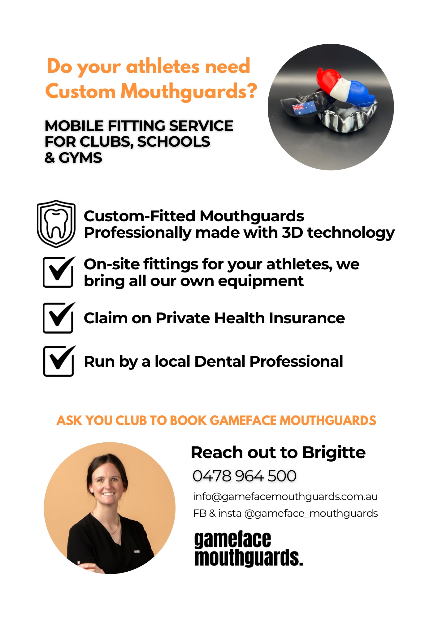 Gameface Mouthguards mobile fitting service for Geelong clubs, schools and gyms