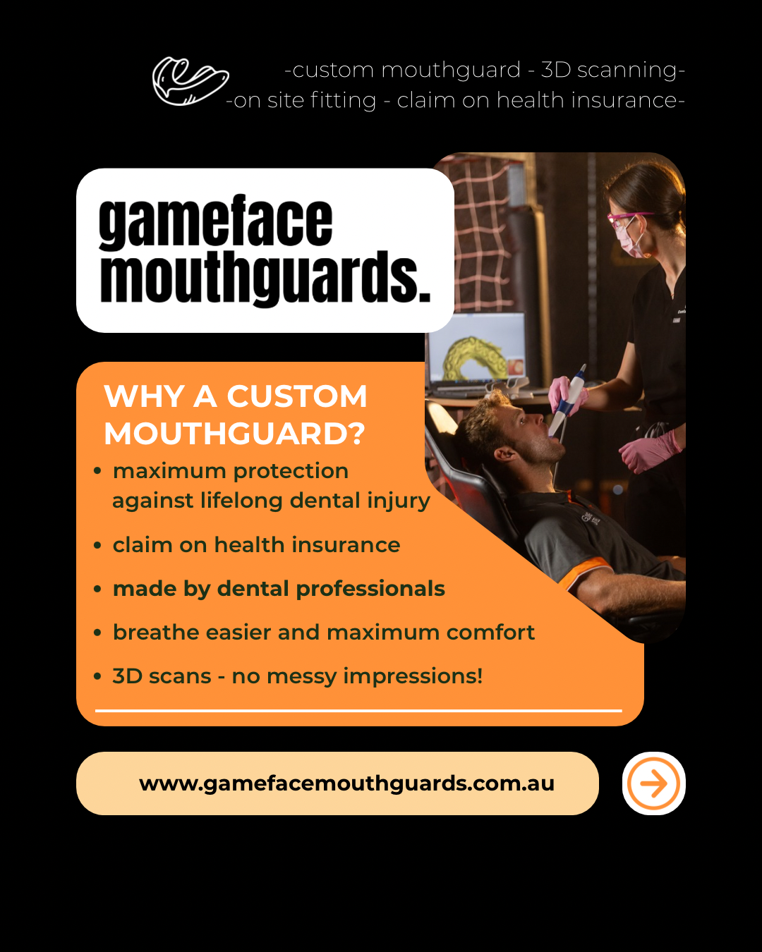 Why a custom Gameface mouthguard - 3D scanning, dental professionals, health insurance rebates