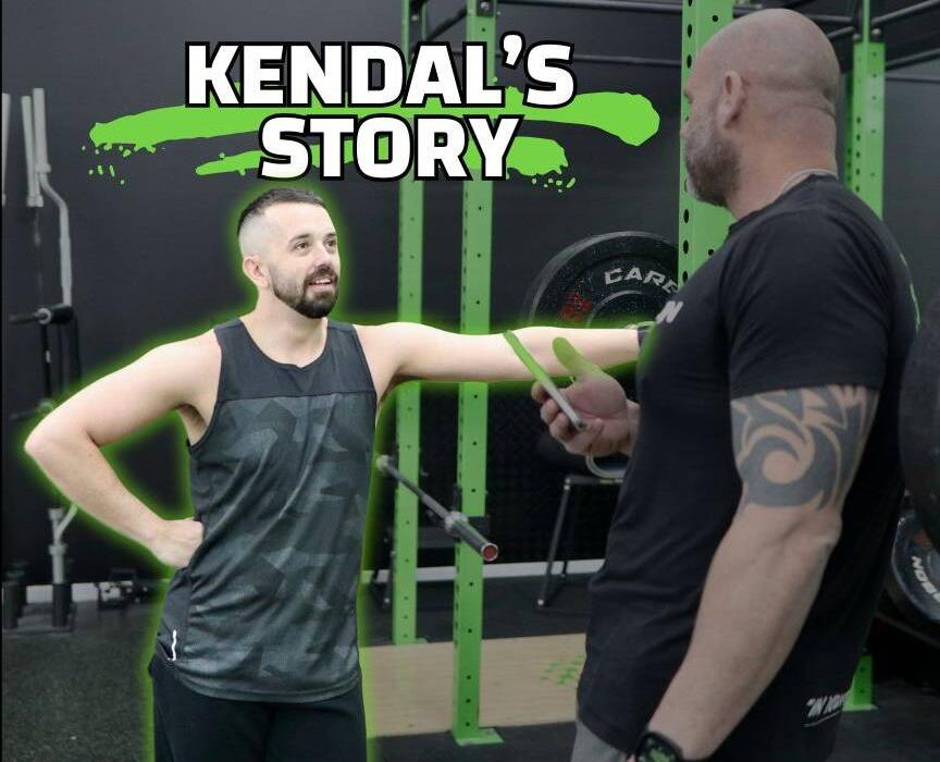 Kendal and his coach Rob at Carbon Gym Geelong, part of a supportive gym community in Geelong