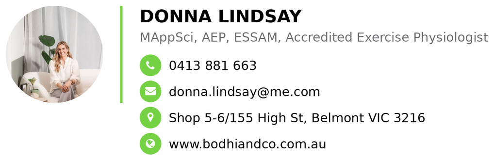 Donna Lindsay - MAppSci, AEP, ESSAM, Accredited Exercise Physiologist
