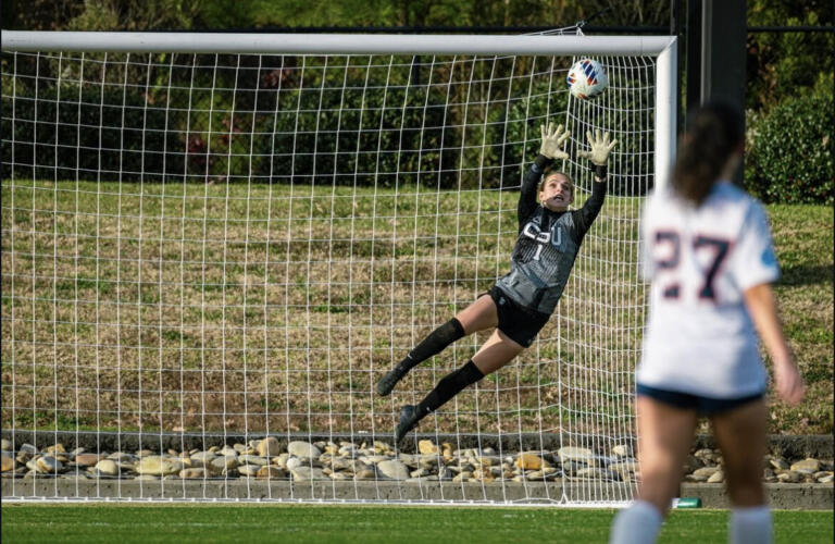 Heidi Harris tipping a shot over the crossbar
